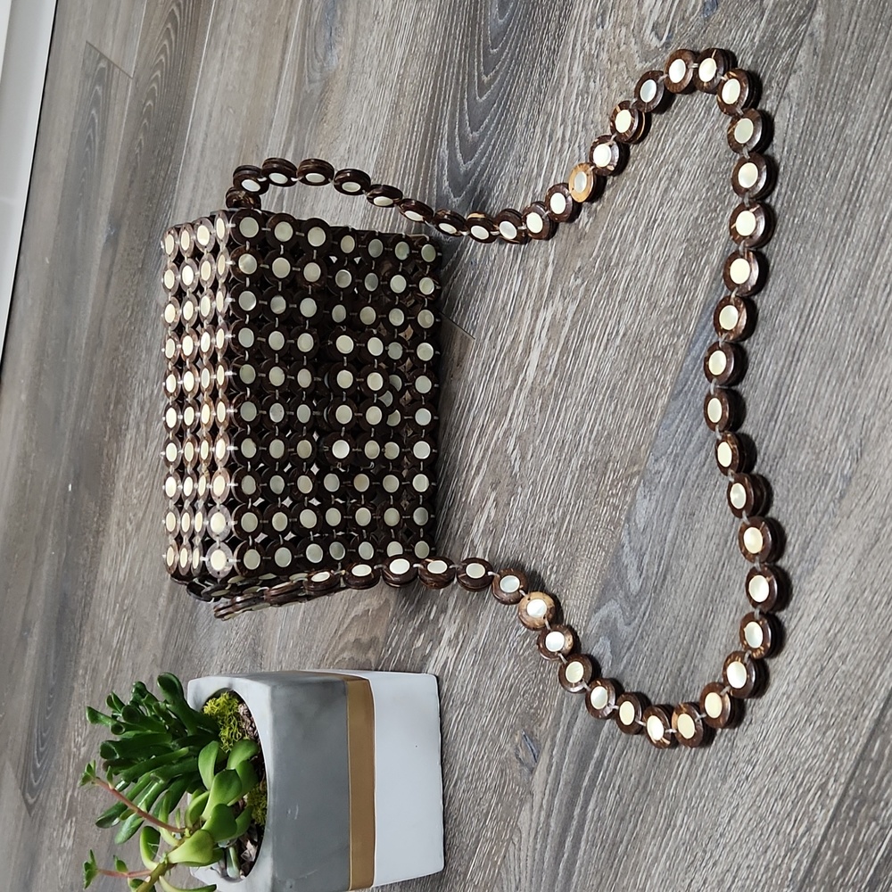 Vintage coconut tiki shell purse